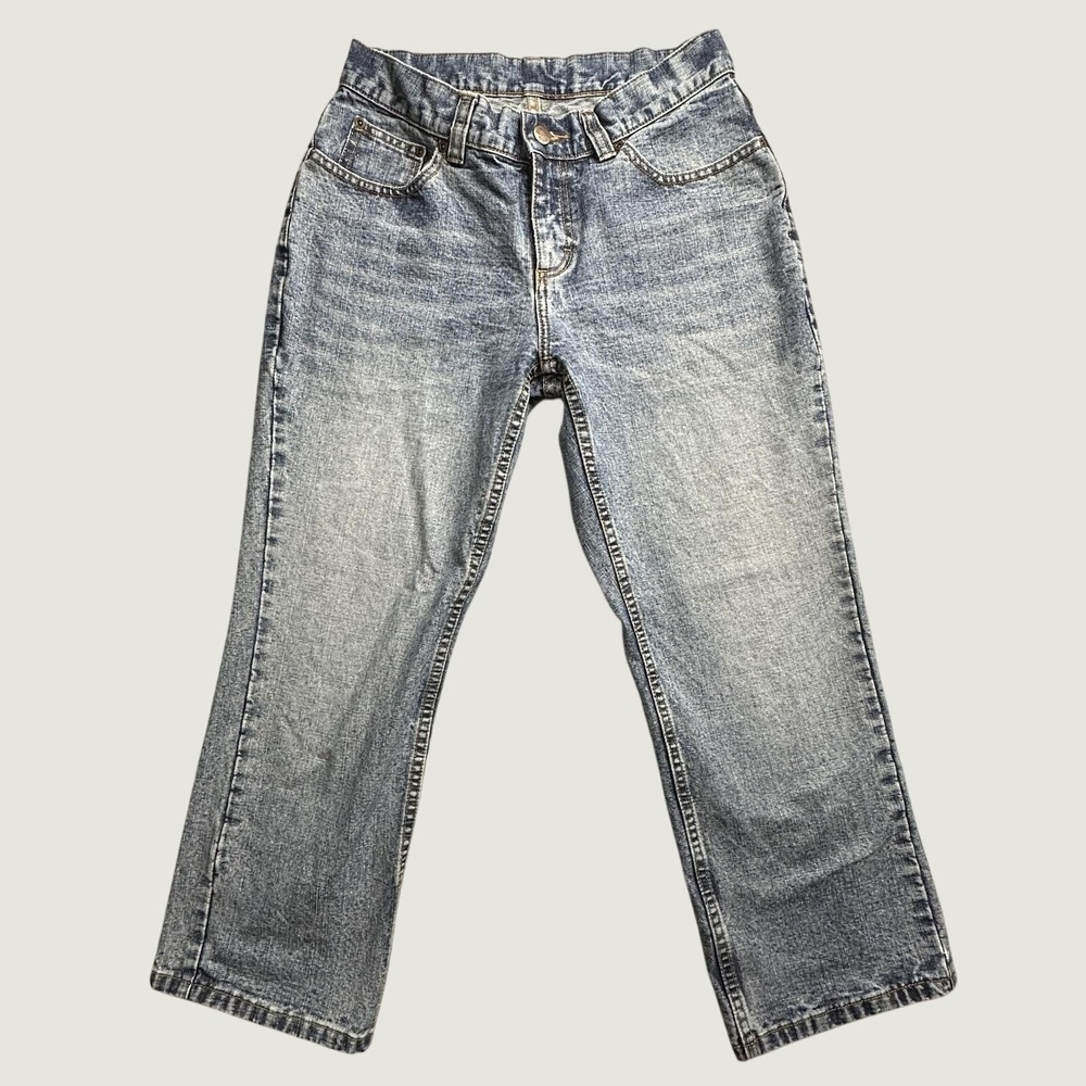 Vintage Lee Jeans Womens 28 Blue Riveted Straight Leg Acid Wash Denim Casual
